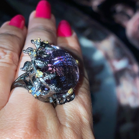 Exquisite Rare Genuine Ametrine Aquamarine Ring - Picture 10 of 12